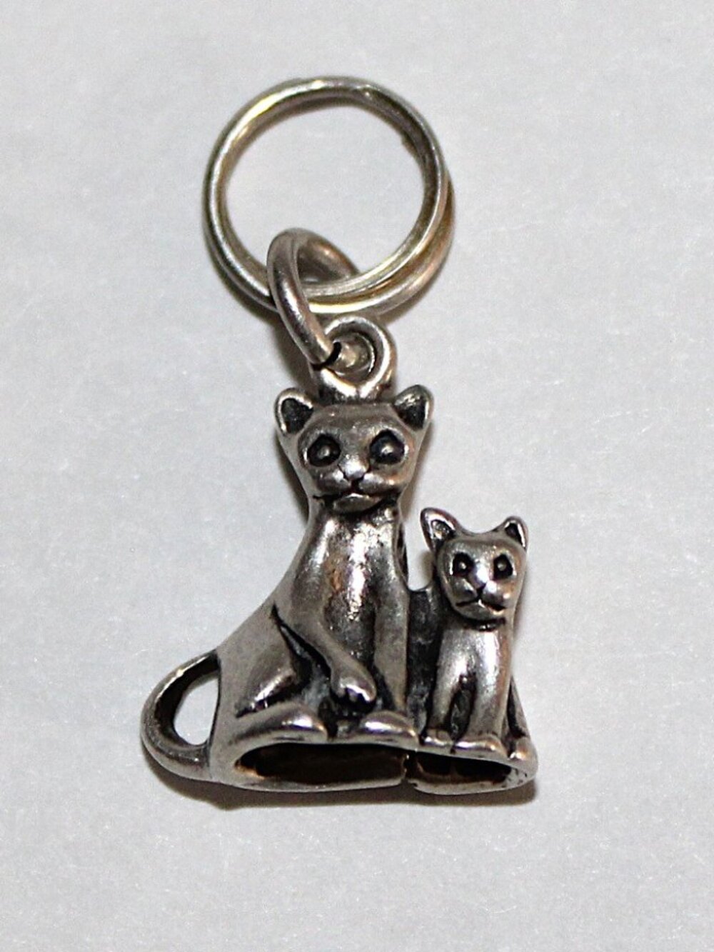Sterling Silver Momma Cat and Kitten Traditional Charm